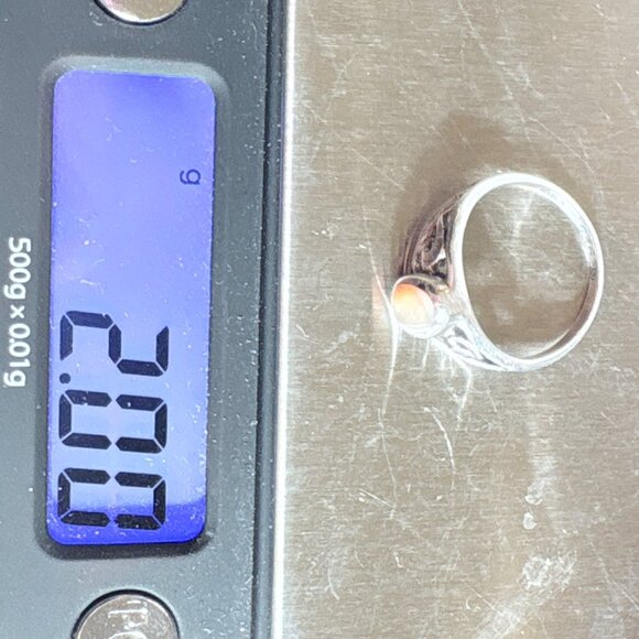 VTG Sterling Silver 925 Mother of Pearl Scroll Design Statement Ring Size 4.5 - Picture 8 of 8